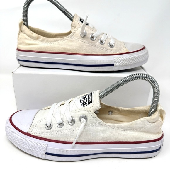 Converse Shoes - Converse CTAS Shoreline Slip On Sneakers Womens 6 Cream Canvas Loafers Casual
